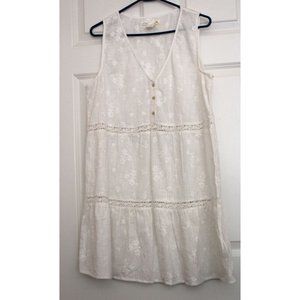 CC California Sheer Mini Dress Floral Embroidered Tiered M gardengirl Wedding